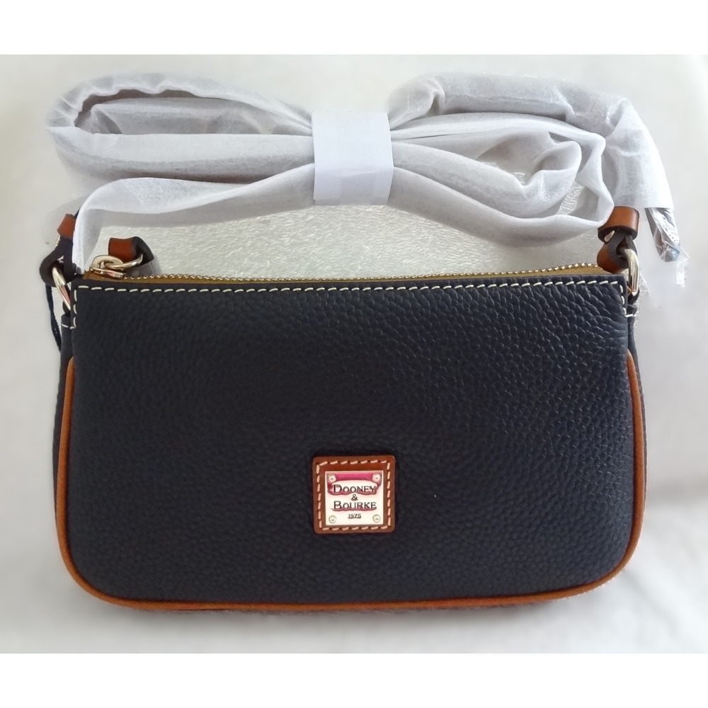 Dooney &‎ Bourke Lexington Pebble Leather Crossbody Bag Black Brown Trim NWT